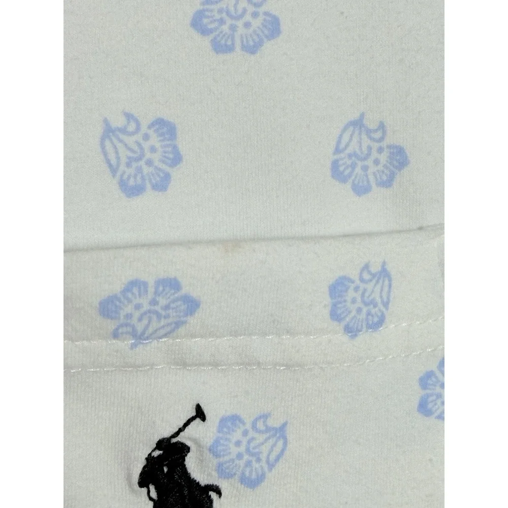 POLO Ralph Lauren Men's Large Performance Pony White Blue Floral Golf Shirt